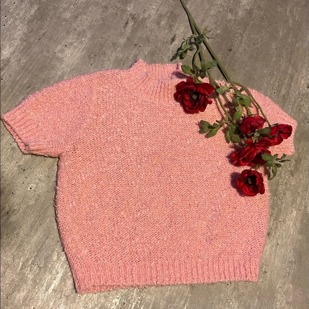 Vintage Pink shirt ultra stretchy Coolwear 80s Knitted Top Size S Crop top USA